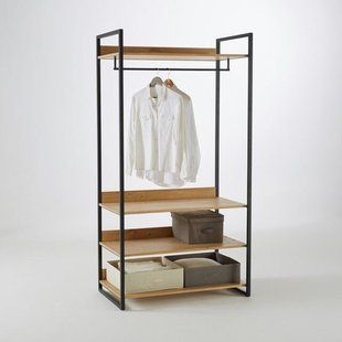 Дизайнерська Підлогова вішалка в стилі Loft Design 120x40x180h Чорний/Дерево ATL135 ATL135 фото