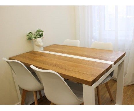 Дизайнерський Кухонний обідній стіл з натурального дерева Loft Design 140x80x75h Білий / Дерево ATL617 ATL617 фото