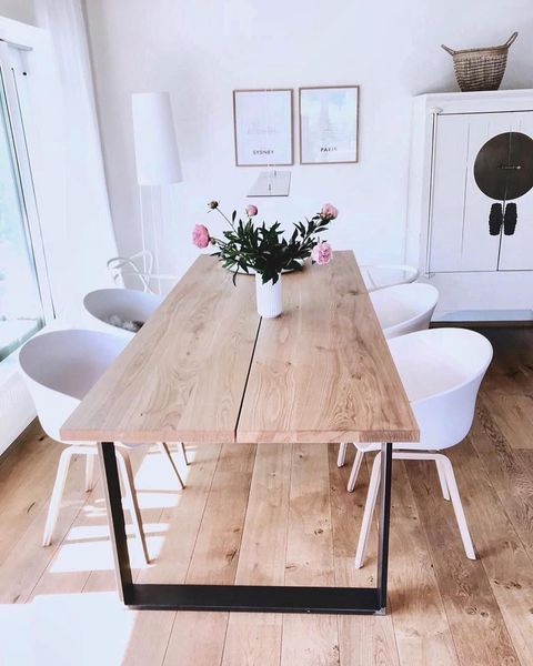 Дизайнерский Кухонный обеденный стол из натурального дерева Loft Design 200x80x75h Черный / Дерево ATL1473 ATL1473 фото