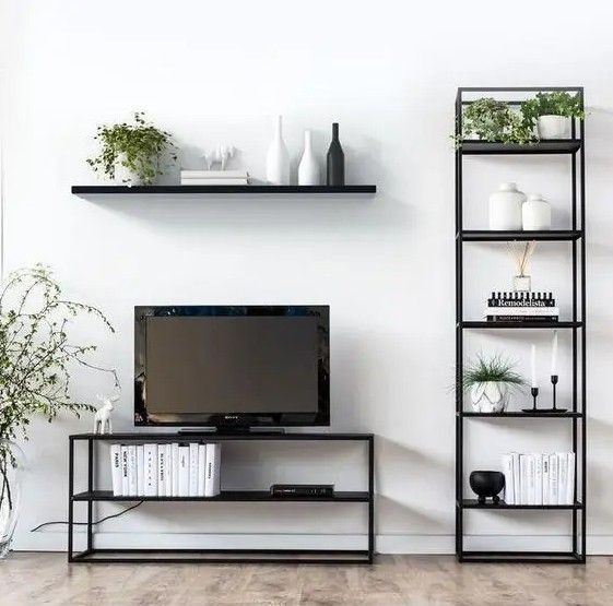 Дизайнерский Стеллаж в стиле Loft Design 400x30x200h Черный/Дерево ATL439 ATL439 фото