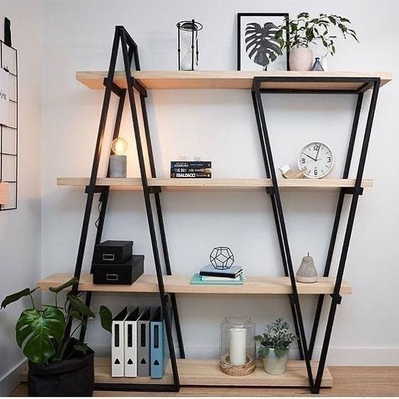 Дизайнерський Стелаж в стилі Loft Design 160x34x180h Чорний/Дерево ATL037 ATL037 фото