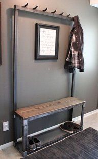Дизайнерська Підлогова вішалка в стилі Loft Design 150x40x180h Сірий/Дерево ATL078 ATL078 фото