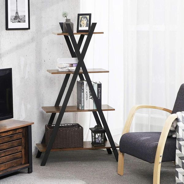 Дизайнерський Стелаж в стилі Loft Design 80x34x140h Чорний/Дерево ATL039 ATL039 фото