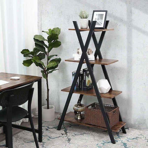 Дизайнерський Стелаж в стилі Loft Design 80x34x140h Чорний/Дерево ATL039 ATL039 фото
