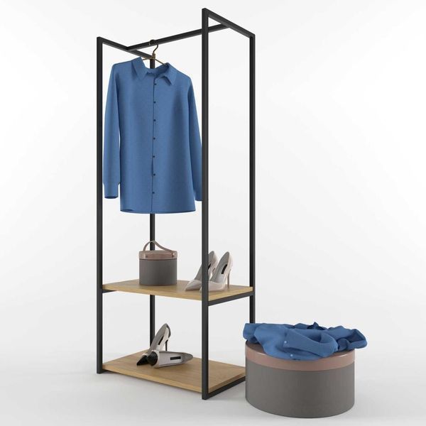 Дизайнерская Напольная вешалка в стиле Loft Design 60x40x180h Черный/Дерево ATL080 ATL080 фото