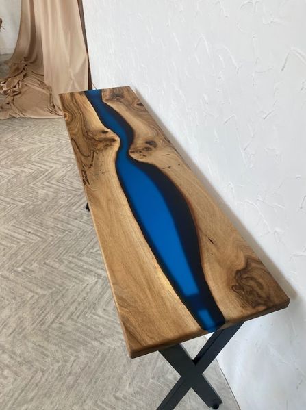 Дизайнерська Барна стійка з натурального дерева Loft Design 140х40х80h Чорний / Дерево ATL1360 ATL1360 фото
