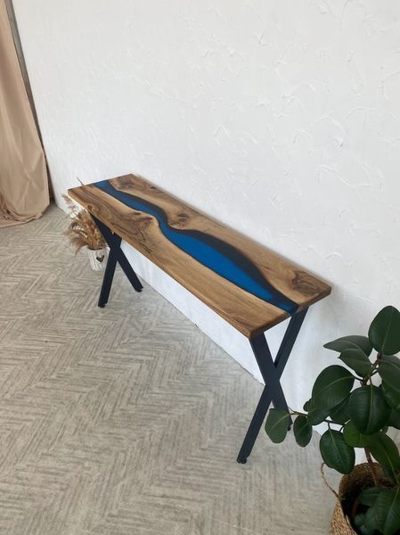 Дизайнерська Барна стійка з натурального дерева Loft Design 140х40х80h Чорний / Дерево ATL1360 ATL1360 фото