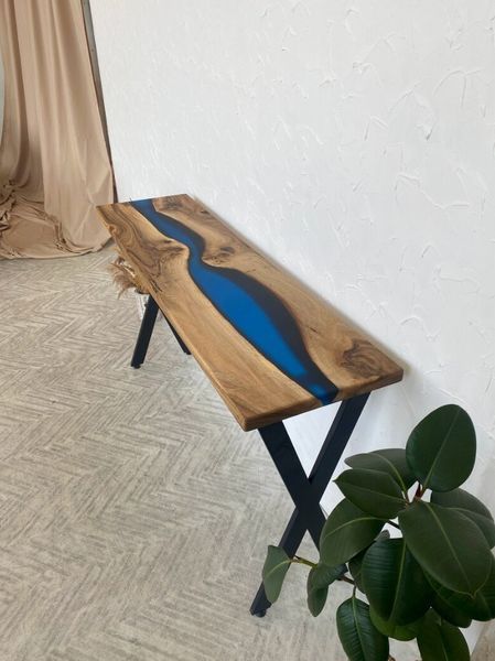 Дизайнерська Барна стійка з натурального дерева Loft Design 140х40х80h Чорний / Дерево ATL1360 ATL1360 фото