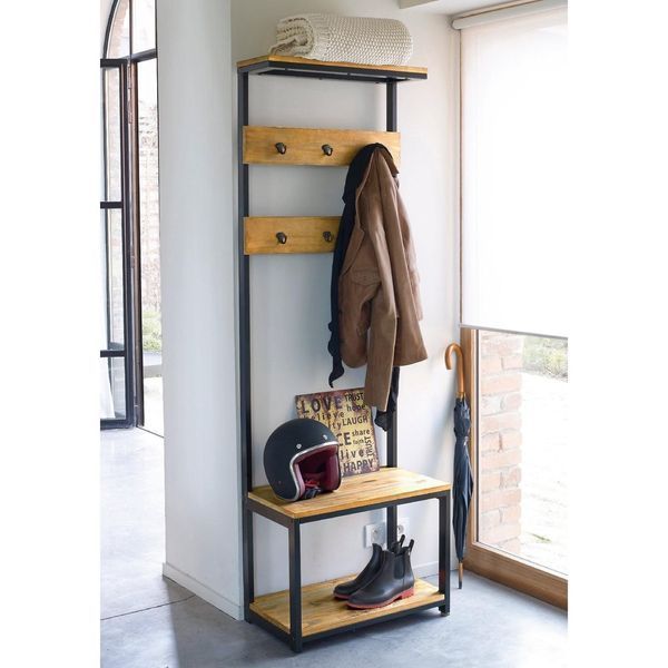 Дизайнерская Напольная вешалка в стиле Loft Design 60x30x180h Черный/Дерево ATL081 ATL081 фото
