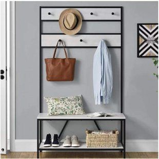 Дизайнерська Підлогова вішалка в стилі Loft Design 80x40x180h Чорний/Дерево ATL082 ATL082 фото