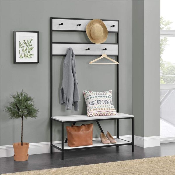 Дизайнерская Напольная вешалка в стиле Loft Design 80x40x180h Черный/Дерево ATL082 ATL082 фото