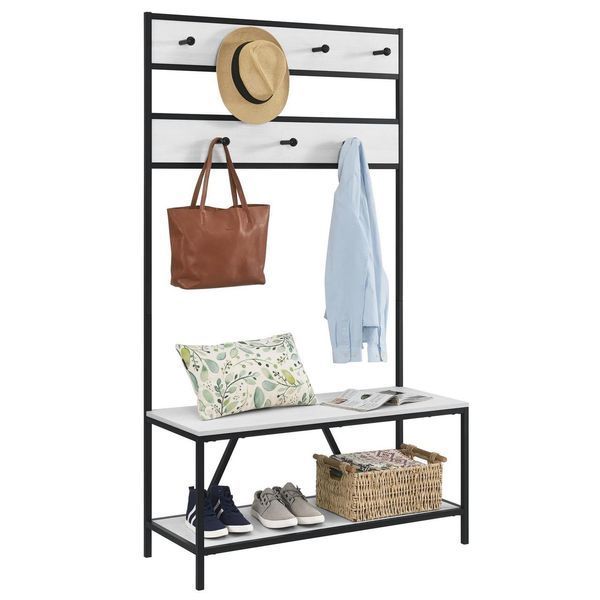 Дизайнерская Напольная вешалка в стиле Loft Design 80x40x180h Черный/Дерево ATL082 ATL082 фото