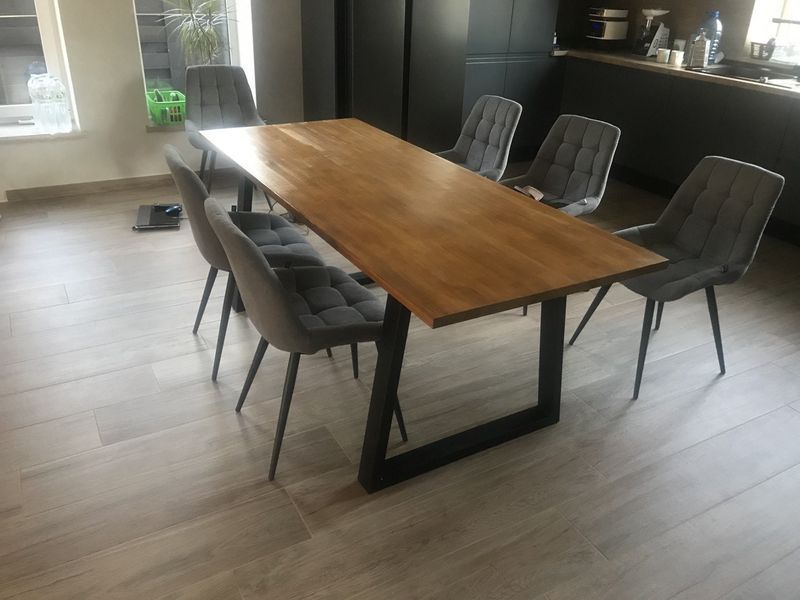 Дизайнерський Кухонний обідній стіл з натурального дерева Loft Design 120x60x75h Чорний / Дерево ATL107 ATL107 фото