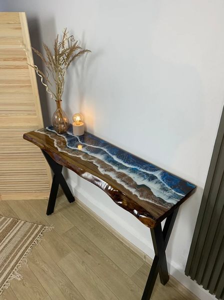 Дизайнерская Барная стойка из натурального дерева Loft Design 140х40х80h Черный / Дерево ATL1362 ATL1362 фото