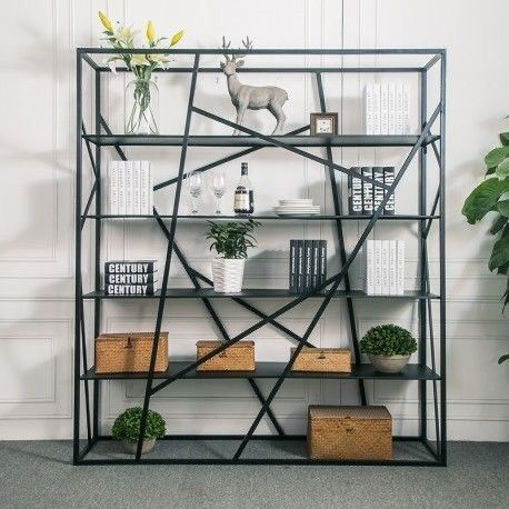 Дизайнерський Стелаж в стилі Loft Design 180x40x200h Чорний/Скло ATL190 ATL190 фото