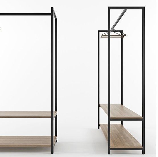 Дизайнерская Напольная вешалка в стиле Loft Design 120x40x180h Черный/Дерево ATL083 ATL083 фото