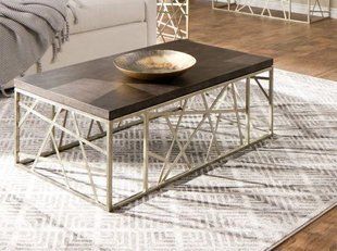 Дизайнерський журнальний стіл в стилі Loft 100x50x45h Золотий/Дерево ATL573 ATL573 фото