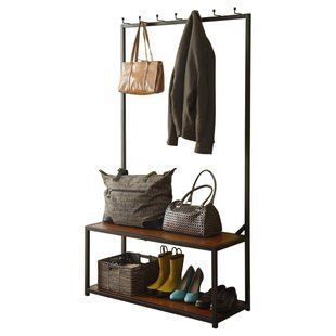 Дизайнерська Підлогова вішалка в стилі Loft Design 100x30x180h Чорний/Дерево ATL084 ATL084 фото