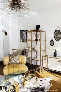 Дизайнерський Стелаж в стилі Loft Design 120x30x180h Золотий/Скло ATL758 ATL758 фото