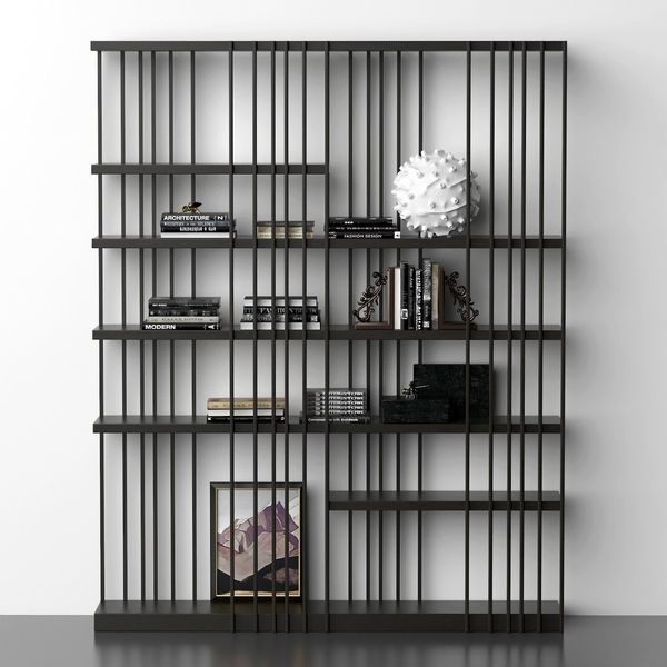 Дизайнерский Стеллаж в стиле Loft Design 160x40x200h Черный/Дерево ATL450 ATL450 фото