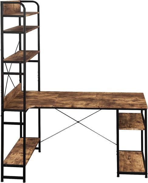 Дизайнерський Письмовий комп'ютерний стіл з полицями Loft Design 160x60x200h Чорний/Дерево ATL705 ATL706 фото