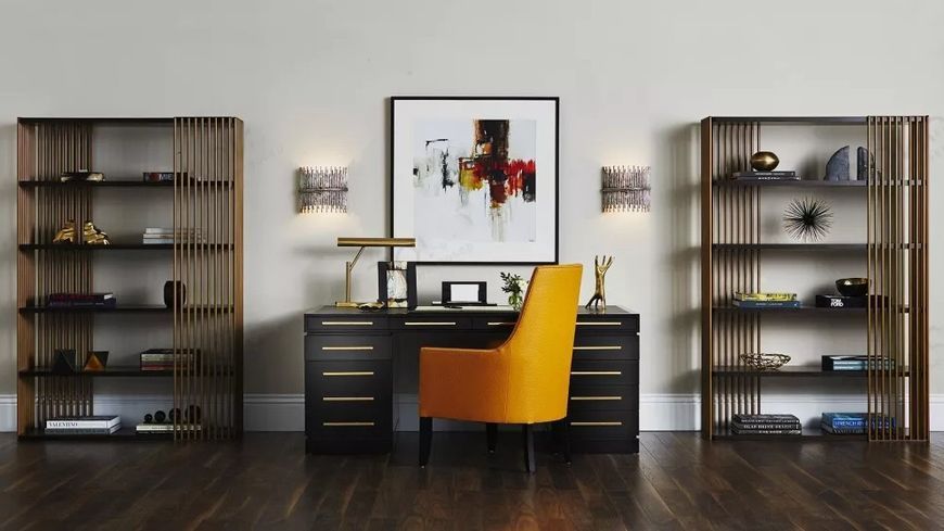 Дизайнерський Стелаж в стилі Loft Design 140x30x200h Золотий/Дерево ATL696 ATL696 фото