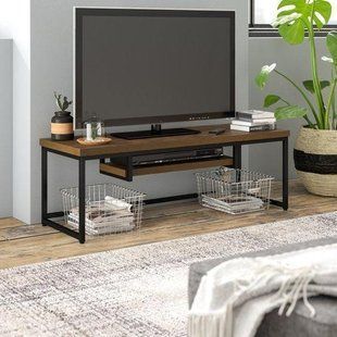 Дизайнерська тумба для телевізора в стилі Loft 120х40х50h Чорний/Дерево ATL519 ATL519 фото