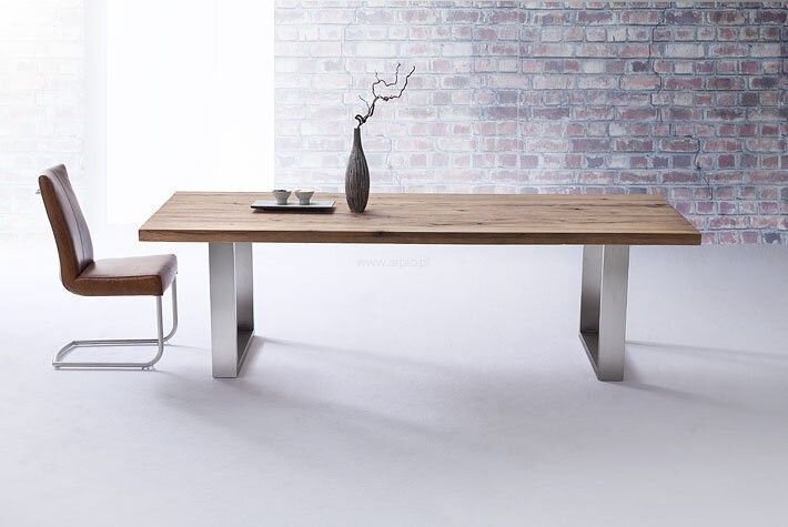 Дизайнерский Кухонный обеденный стол из натурального дерева Loft Design 200x80x75h Серый / Дерево ATL1484 ATL1484 фото