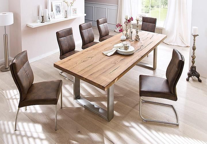 Дизайнерский Кухонный обеденный стол из натурального дерева Loft Design 200x80x75h Серый / Дерево ATL1484 ATL1484 фото