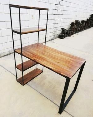 Дизайнерський Письмовий комп'ютерний стіл з полицями Loft Design 120x60x180h Чорний/Дерево ATL718 ATL718 фото