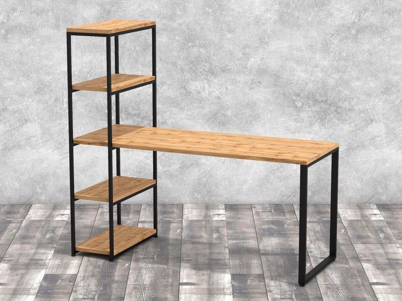Дизайнерський Письмовий комп'ютерний стіл з полицями Loft Design 120x60x180h Чорний/Дерево ATL718 ATL718 фото
