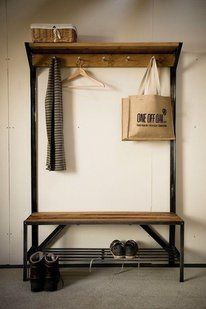 Дизайнерська Підлогова вішалка в стилі Loft Design 120x40x190h Чорний/Дерево ATL111 ATL111 фото