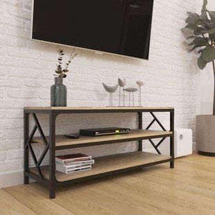 Дизайнерська тумба для телевізора в стилі Loft 140х40х60h Чорний/Дерево ATL1438 ATL1438 фото