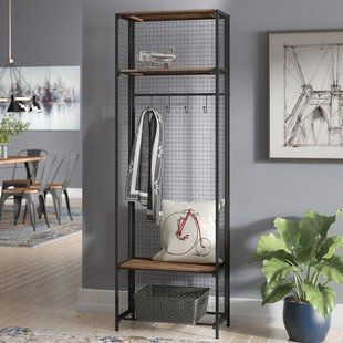 Дизайнерська Підлогова вішалка в стилі Loft Design 50x30x220h Чорний/Дерево ATL890 ATL890 фото