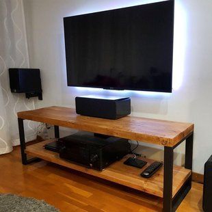 Дизайнерська тумба для телевізора в стилі Loft 120х40х50h Чорний/Дерево ATL523 ATL523 фото