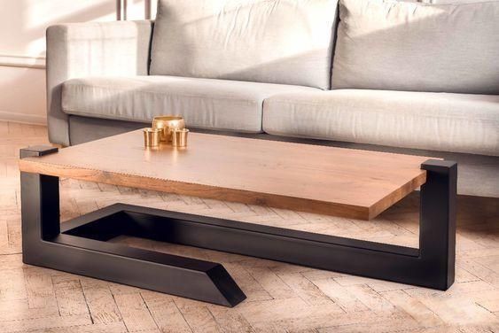 Дизайнерський журнальний стіл в стилі Loft 100x50x45h Чорний/Дерево ATL584 ATL584 фото