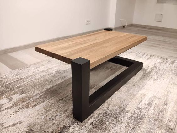 Дизайнерський журнальний стіл в стилі Loft 100x50x45h Чорний/Дерево ATL584 ATL584 фото