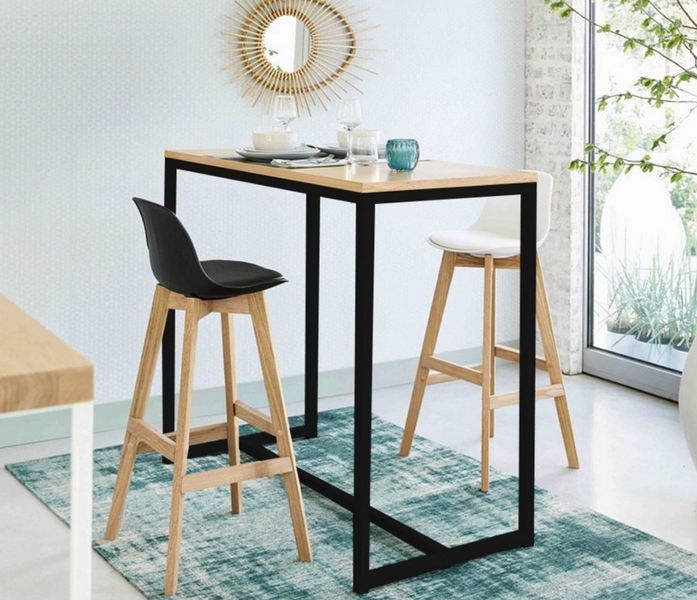 Дизайнерська Барна стійка з натурального дерева Loft Design 140х40х120h Чорний / Дерево ATL306 ATL306 фото