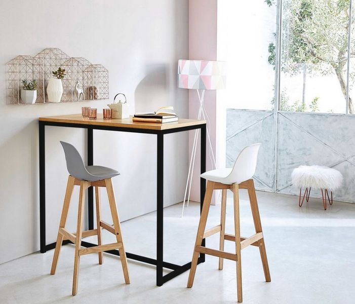 Дизайнерська Барна стійка з натурального дерева Loft Design 140х40х120h Чорний / Дерево ATL306 ATL306 фото