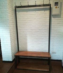 Дизайнерська Підлогова вішалка в стилі Loft Design 110x30x180h Сірий/Дерево ATL118 ATL118 фото