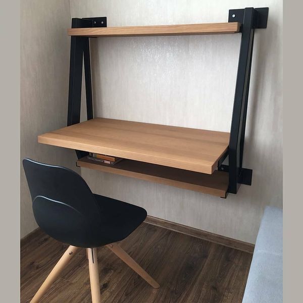 Дизайнерский Письменный компьютерный стол с полками Loft Design 100x50x100h Черный/Дерево ATL634 ATL634 фото