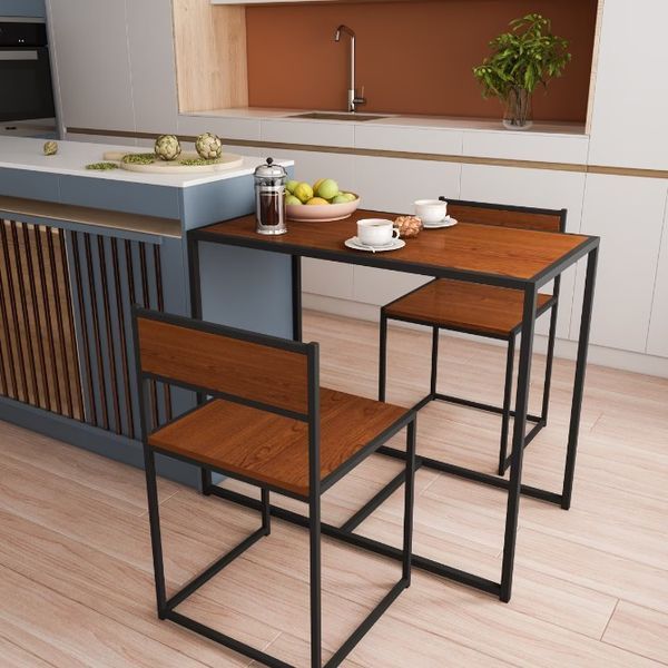 Дизайнерський Кухонний обідній стіл з натурального дерева Loft Design 100x50x75h Чорний / Дерево ATL609 ATL609 фото