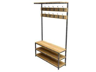 Дизайнерська Підлогова вішалка в стилі Loft Design 110x30x180h Сірий/Дерево ATL120 ATL120 фото