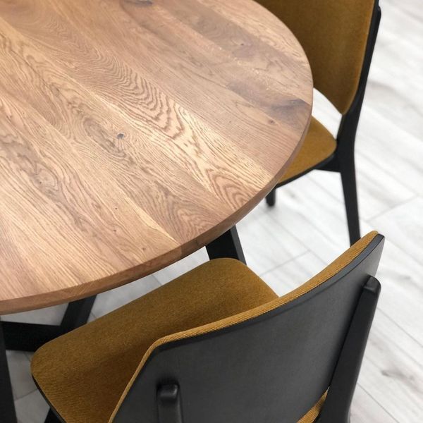 Дизайнерский Кухонный обеденный стол из натурального дерева Loft Design d80x75h Черный / Дерево ATL1108 ATL1108 фото