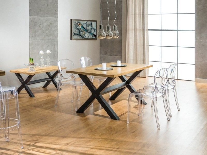Дизайнерський Кухонний обідній стіл з натурального дерева Loft Design 120x60x75h Чорний / Дерево ATL149 ATL149 фото