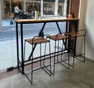 Дизайнерська Барна стійка з натурального дерева Loft Design 140х40х120h Чорний / Дерево ATL310 ATL310 фото