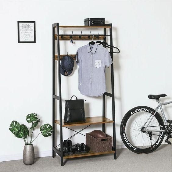 Дизайнерская Напольная вешалка в стиле Loft Design 100x45x190h Черный/Дерево ATL899 ATL899 фото