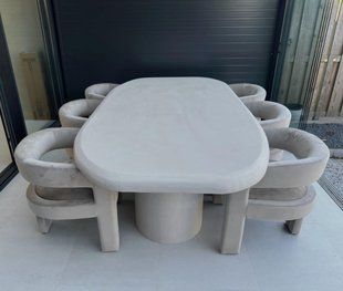 Скульптурный обеденный стол с микроцемента Loft Design 200х120х75h Белый ATL1750 ATL1750 фото