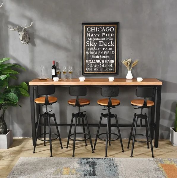 Дизайнерська Барна стійка з натурального дерева Loft Design 240х40х100h Чорний / Дерево ATL311 ATL311 фото