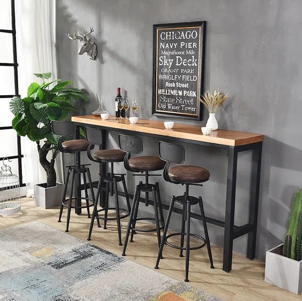 Дизайнерська Барна стійка з натурального дерева Loft Design 240х40х100h Чорний / Дерево ATL311 ATL311 фото